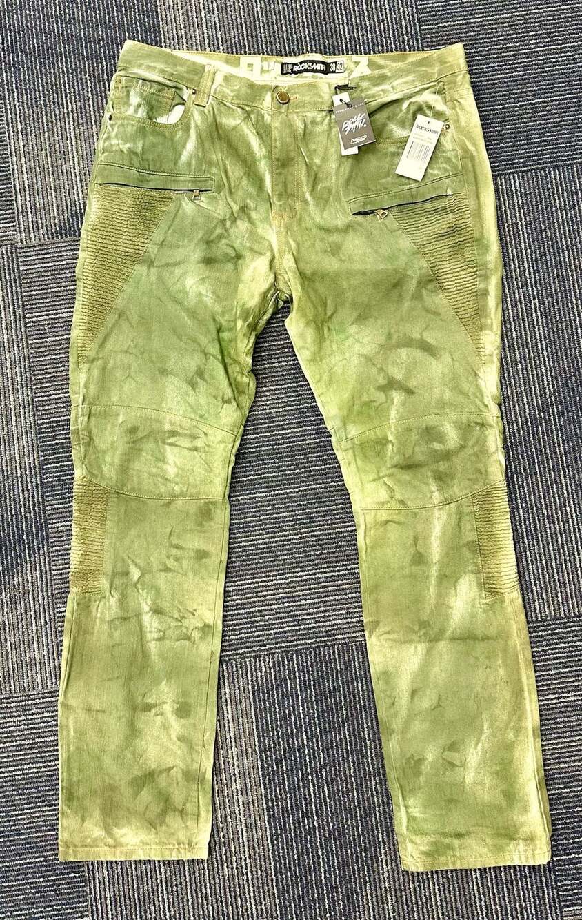 Rocksmyth Green Leather-Look Jeans 38x32